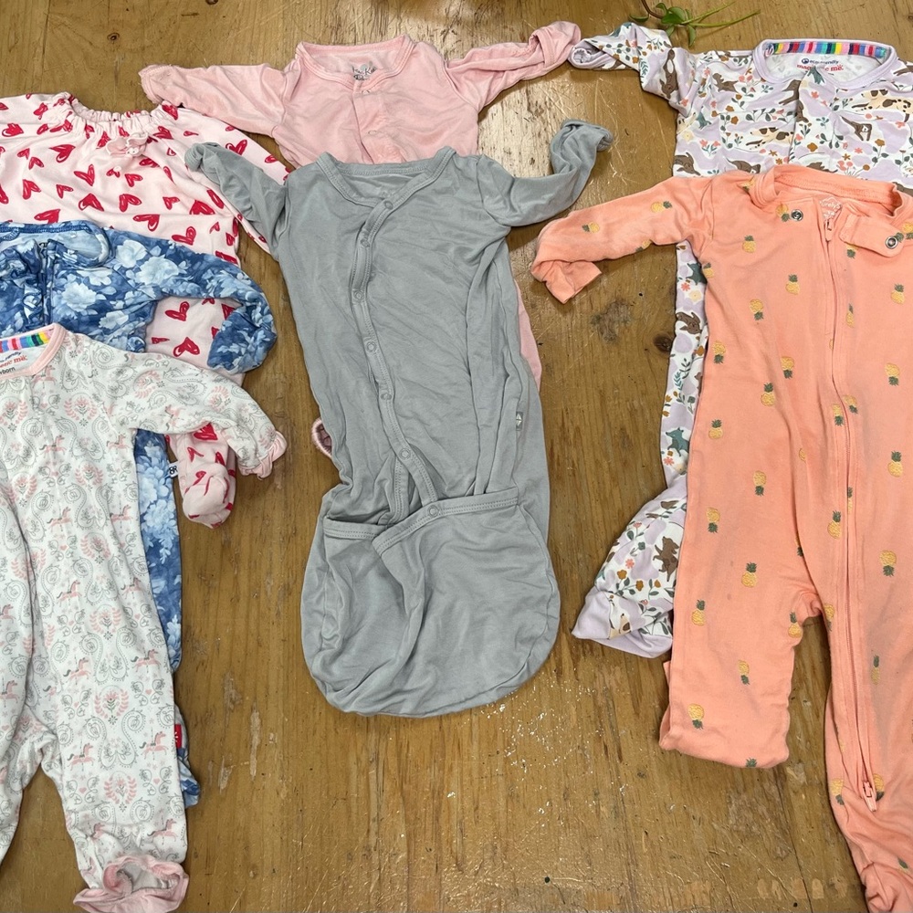 Mixed Baby Sleepers Bundle - Pink, Gray, Peach, Floral